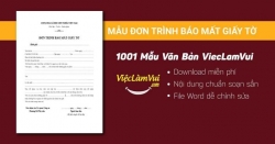 Mẫu đơn trình báo mất giấy tờ