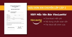 Mẫu đơn xin chuyển lớp cấp 2