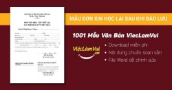 Mẫu đơn xin học lại sau khi bảo lưu