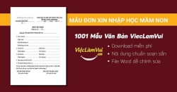 Mẫu đơn xin nhập học mầm non